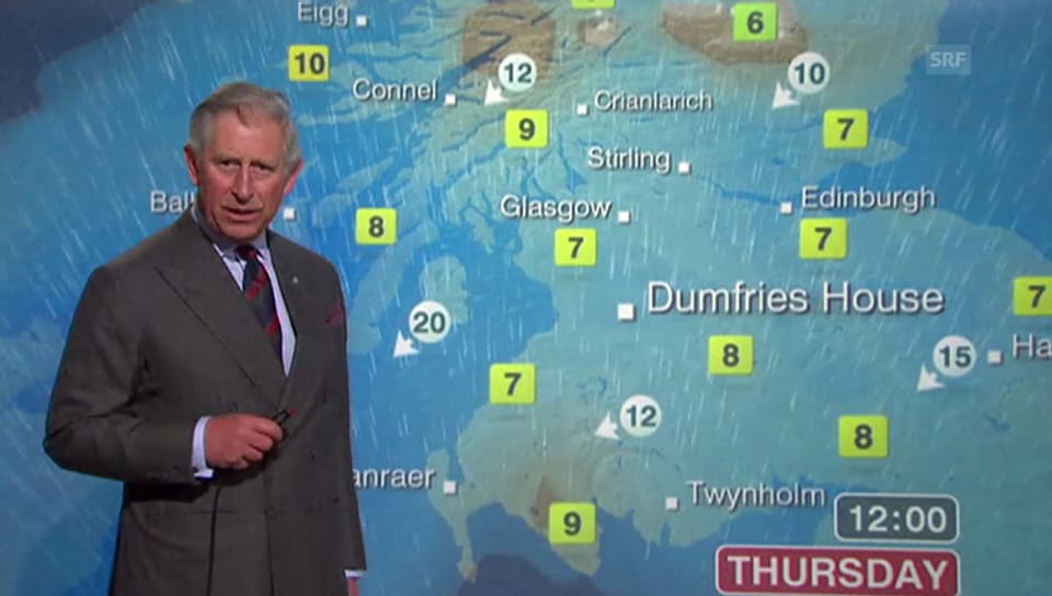 Wetterfrosch: Prinz Charles moderiert 2012 das Wetter auf BBC