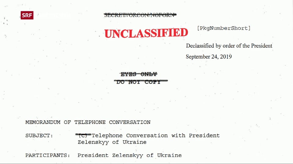 Das Weisse Haus veröffentlicht Transkript zum Ukraine-Telefonat