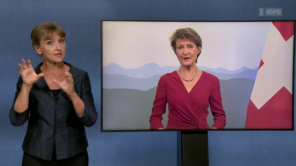 Bundesrätin Simonetta Sommaruga spricht zur "Massentierhaltungs ...