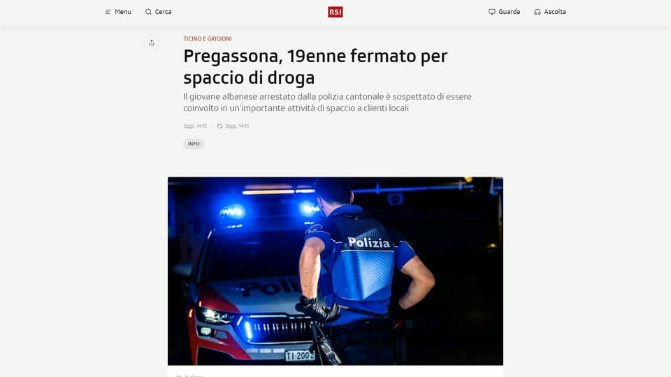 Arresto per droga a Pregassona - Il Quotidiano - Play RSI