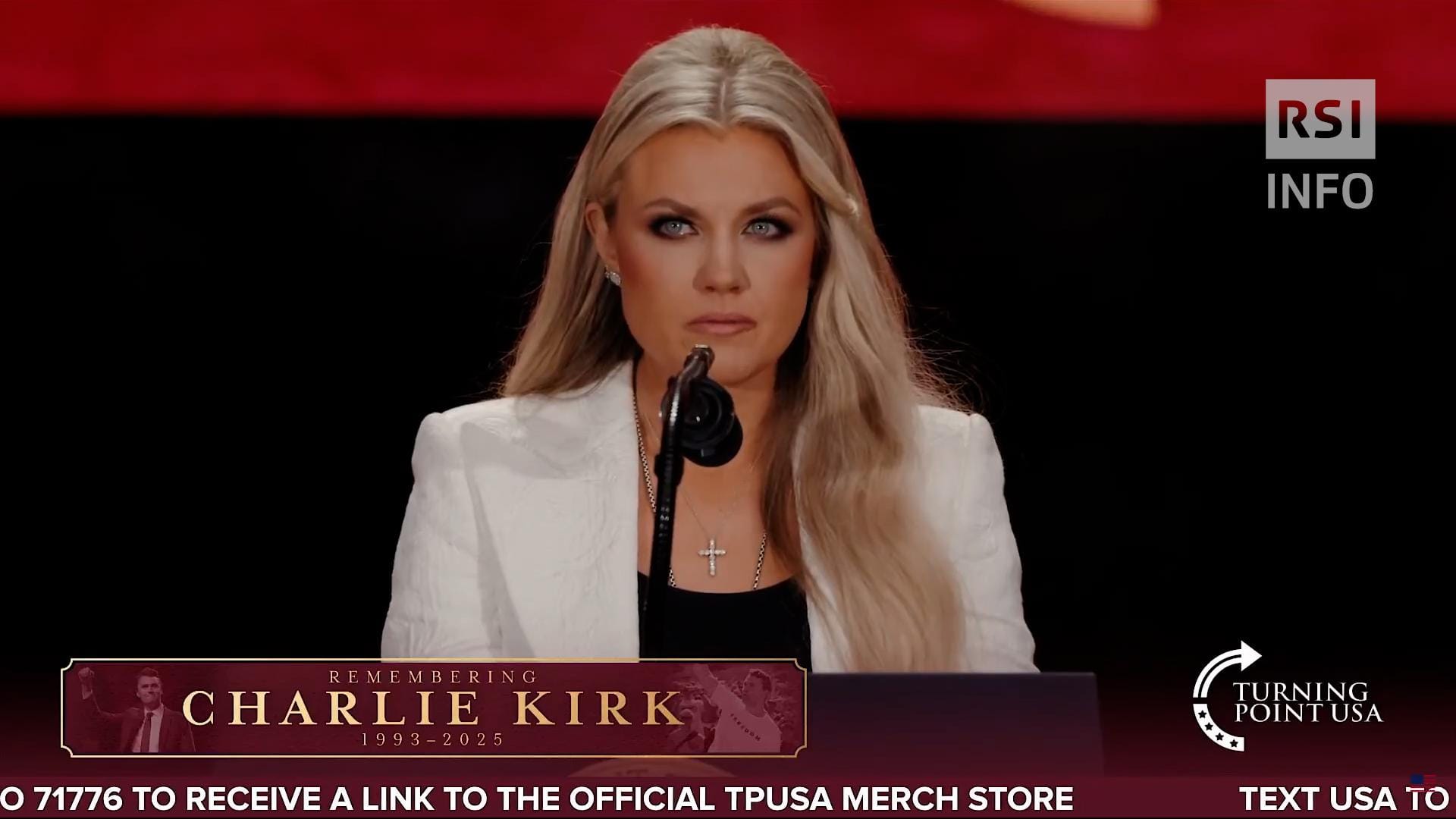 Un estratto dell'intervento della moglie di Charlie Kirk, Erika Kirk - RSI  Info - Play RSI