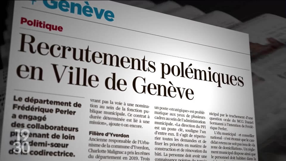 En Ville de Genève, des recrutements controversés au Département de la magistrate verte Frédérique Perler font polémiques - 19h30 - Play RTS