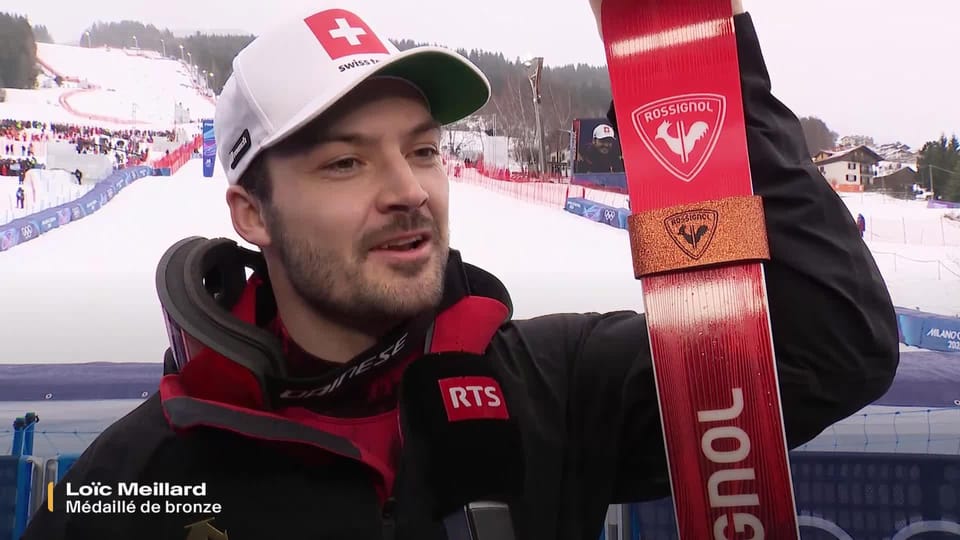 Géant messieurs, 2e manche: Loïc Meillard (SUI) au micro de la RTS - JO ...