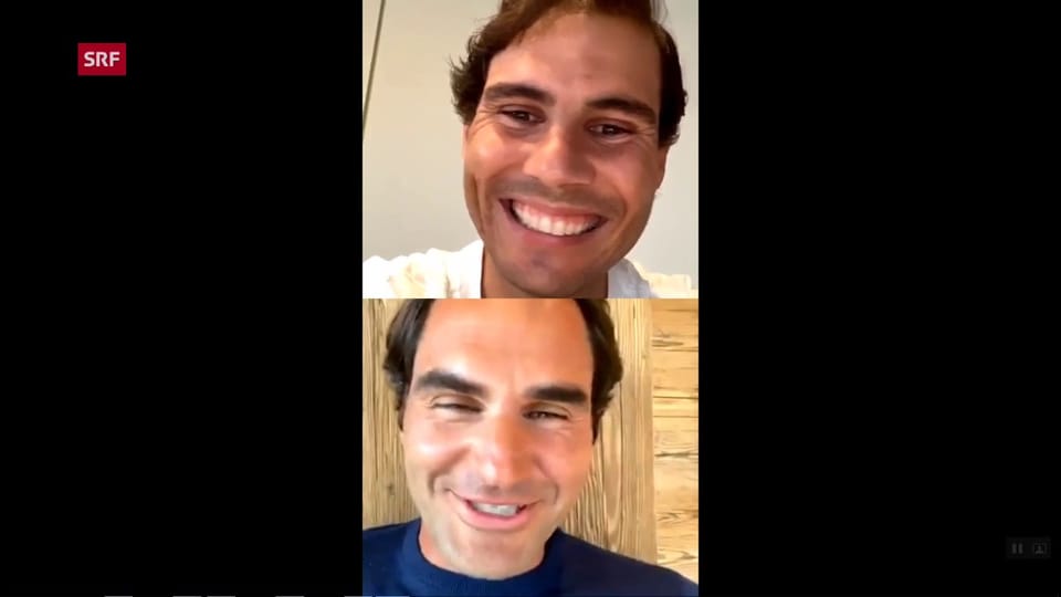 Archiv: Federer während dem Insta-Live-Plausch mit Nadal
