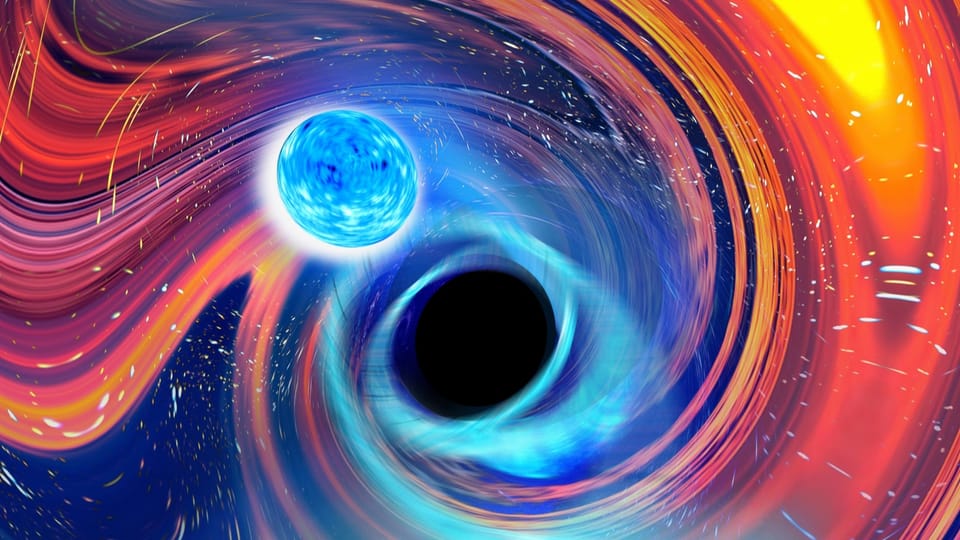 Ein Schwarzes Loch frisst einen Neutronenstern