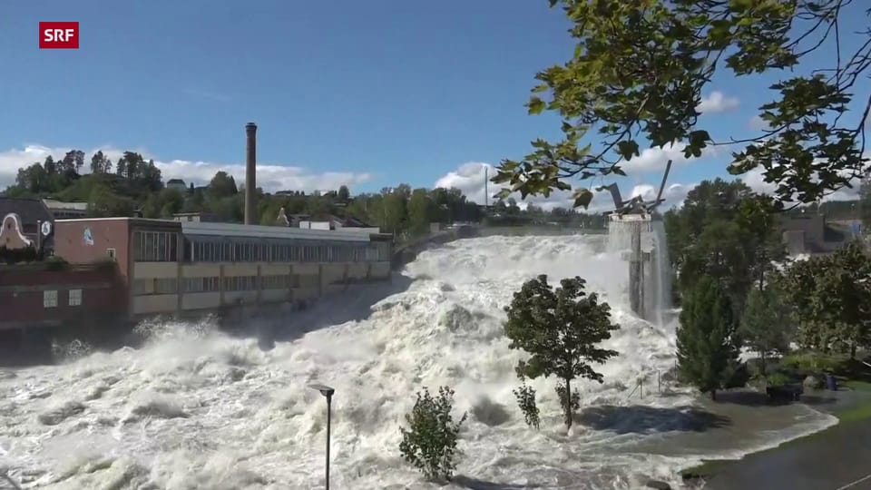Wasserfall im norwegischen Hønefoss führte am Freitag noch viel Wasser