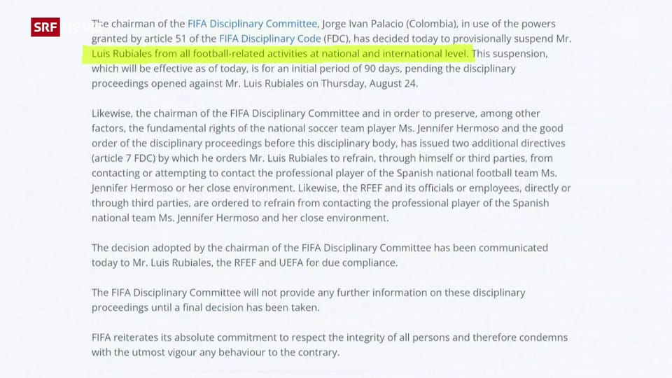 Archiv: Fifa suspendiert Spaniens Verbandsboss Rubiales