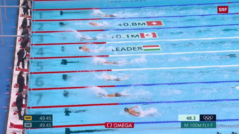 Über 100 m Schmetterling Ponti fehlt eine Zehntelsekunde zu