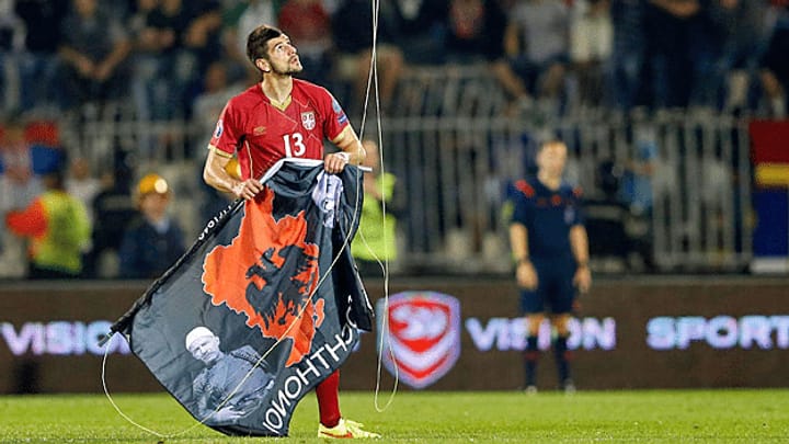 Politische Provokation bei Fussballspiel Serbien-Albanien