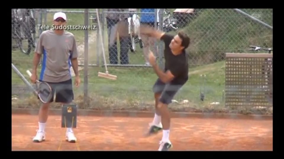 Roger Federer trainiert in Felsberg