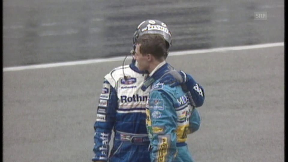 1995 rast Schumacher im Regen von Rang 16 zum Sieg