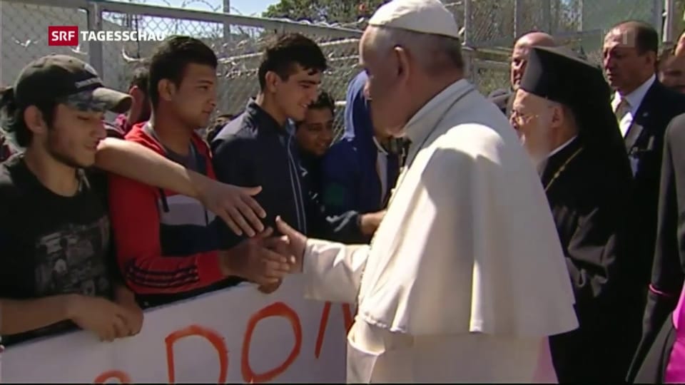Papst bei den Flüchtlingen auf Lesbos