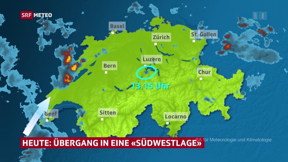 Gewitterzellen über der Schweiz