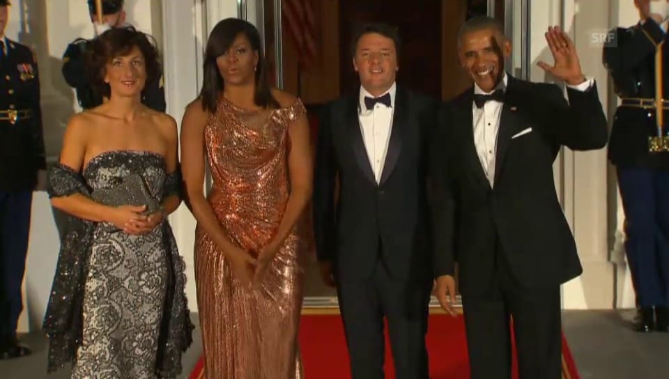Die Obamas empfangen Matteo Renzi und seine Frau (Unkomm.)