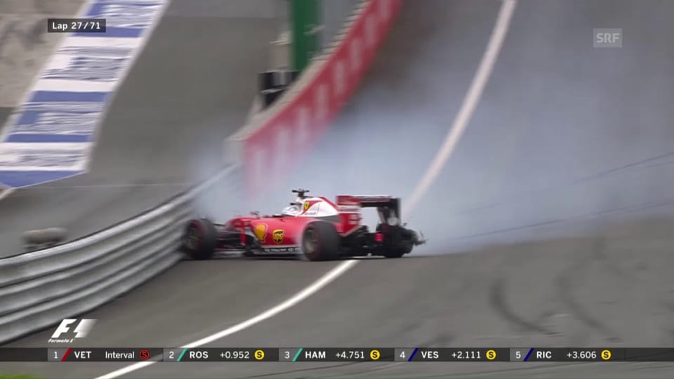 Vettel mit Crash nach einer Reifen-Explosion