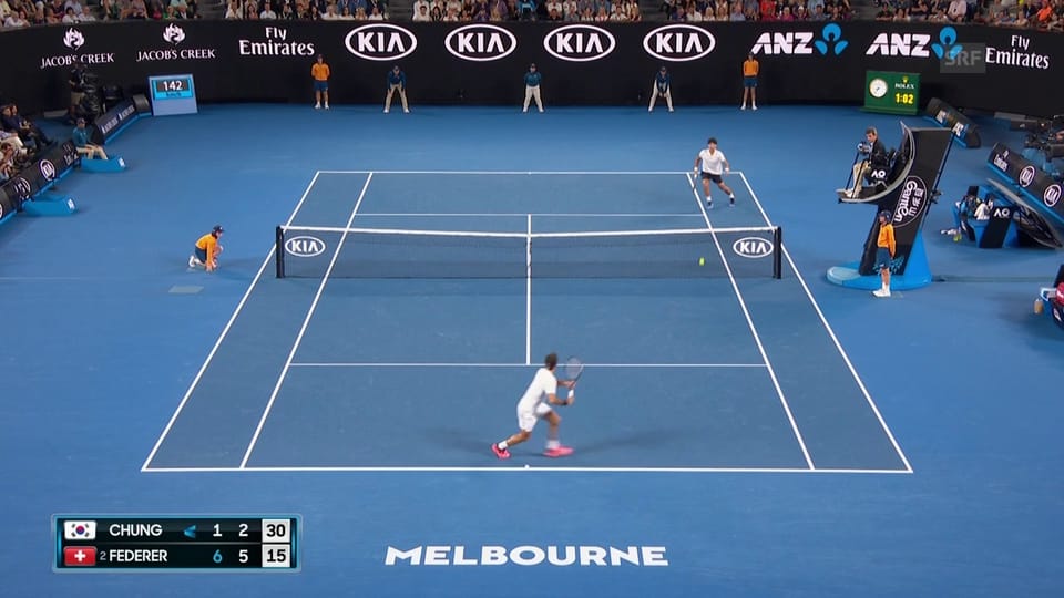 Highlights aus dem Australian-Open-Halbfinal Chung - Federer