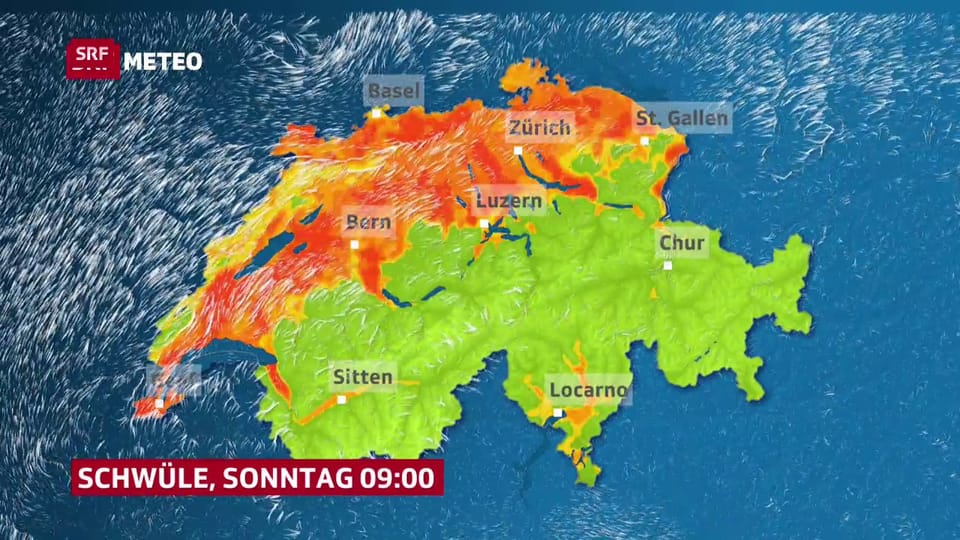 Schwüle Luft über der Schweiz