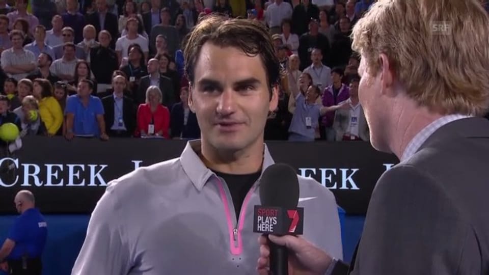 Tennis: Federer im Platzinterview (Englisch)
