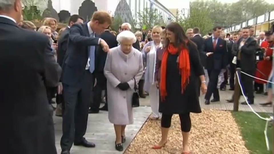 Prinz Harry führt seine Familie durch die Garten-Ausstellung 