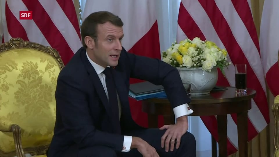 Trump und Macron geben gemeinsame Medienkonferenz zum Thema IS
