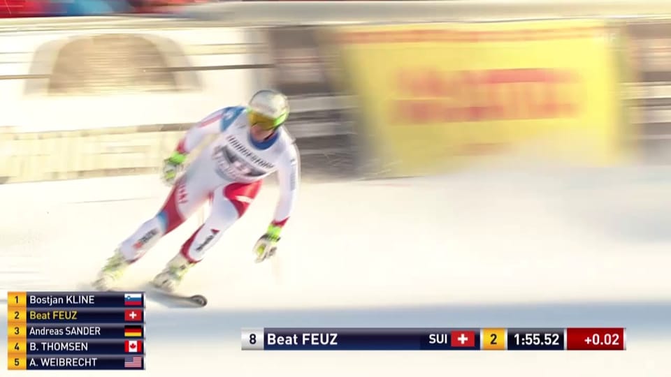 Beat Feuz fährt auch in Garmisch auf das Podest