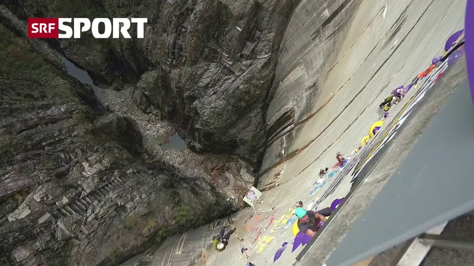 Kletter-Spektakel am Verzasca-Staudamm verlangt Athleten alles ab