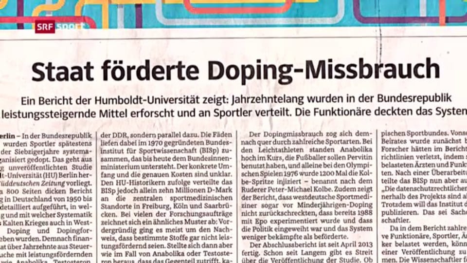 Systematisches Doping in Westdeutschland? («sportaktuell»)