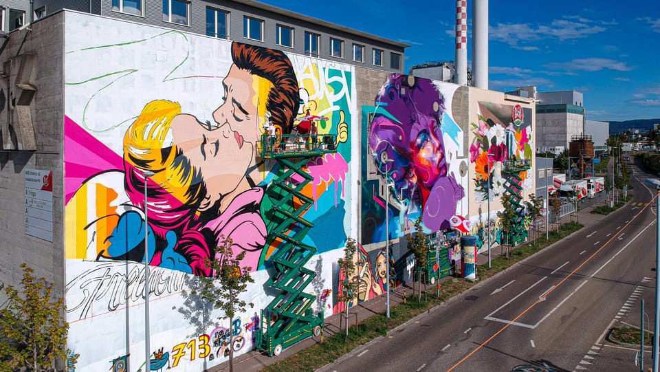 Grösstes Graffiti-Kunstwerk der Schweiz beim Bell in Basel