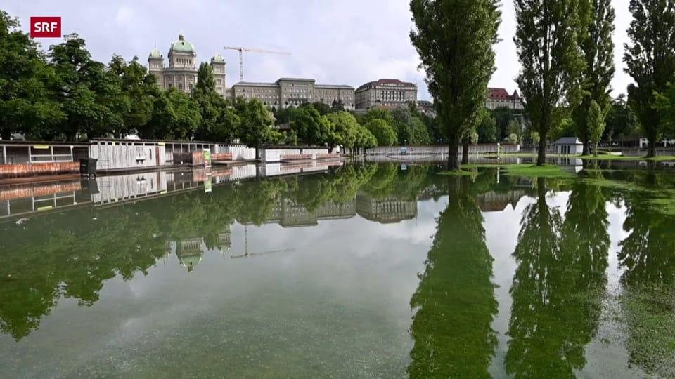 Das überschwemmte Marzili-Bad in Bern