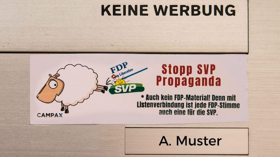 FDP droht Campax wegen Nazi-Vergleich auf Briefkastenkleber