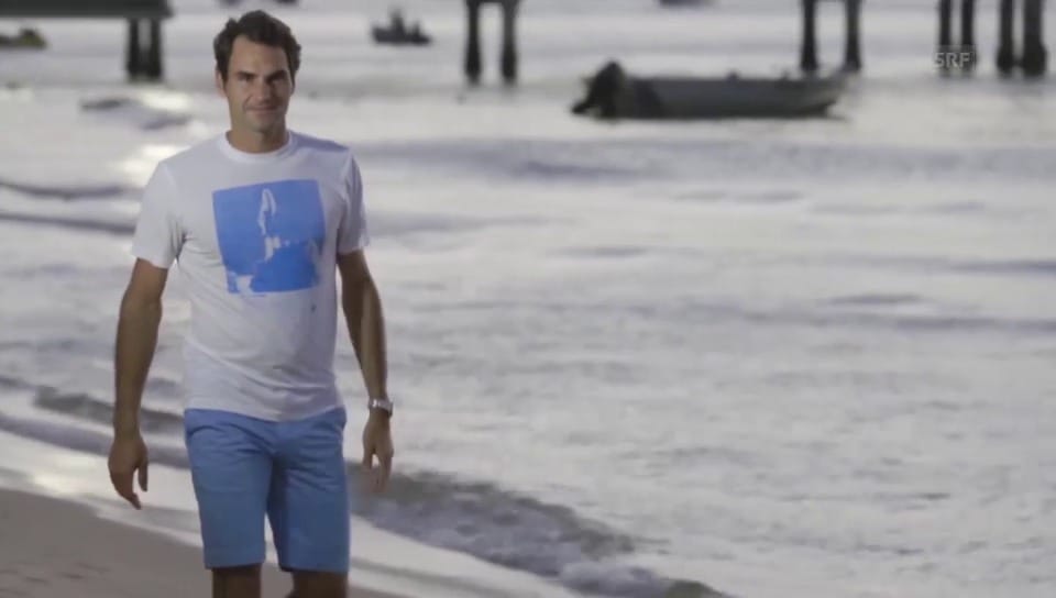 Roger Federer bei den Delfinen