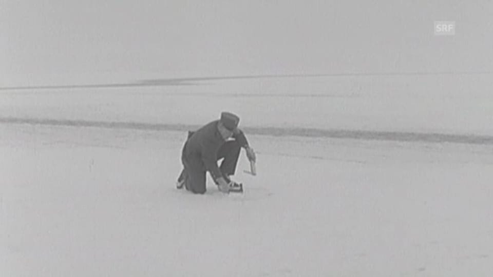 Seegfrörni Bodensee im Jahr 1963. (Antenne vom 18.02.1963)