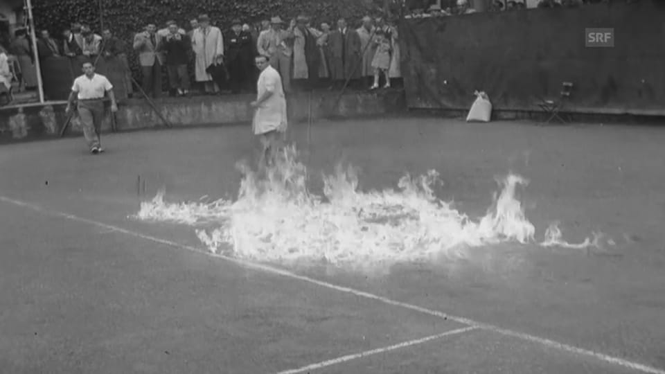 Flammen auf dem Court (Schweizer Filmwochenschau vom 31.5.1946)