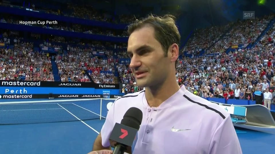 Federer im Platzinterview zu Scherzen aufgelegt