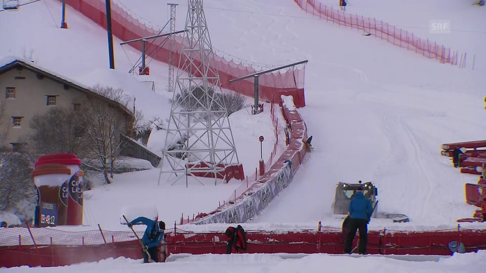 Schneeschaufeln statt Skifahren in Val d'Isère