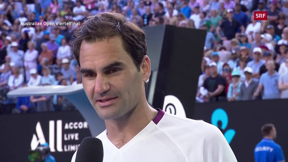 Federer im Platzinterview mit Jim Courier