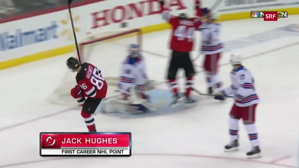 Hughes holt 1. Skorerpunkt in der NHL