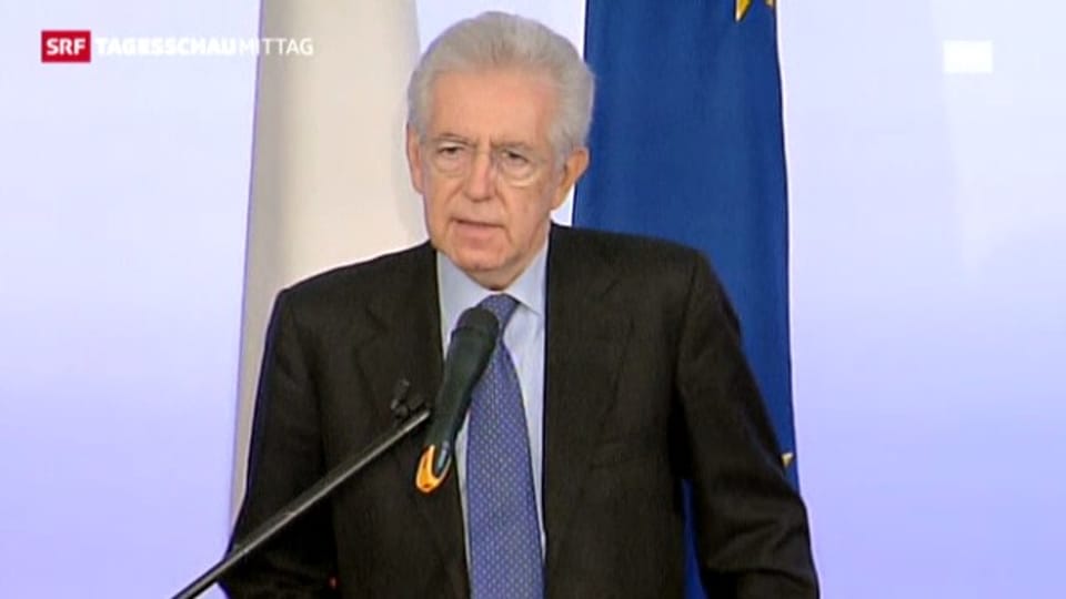 Monti an der Pressekonferenz (Tagesschau, 23.12.2012)