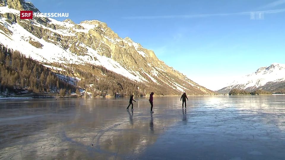 Zugefrorener Silsersee: wunderschön, aber auch gefährlich