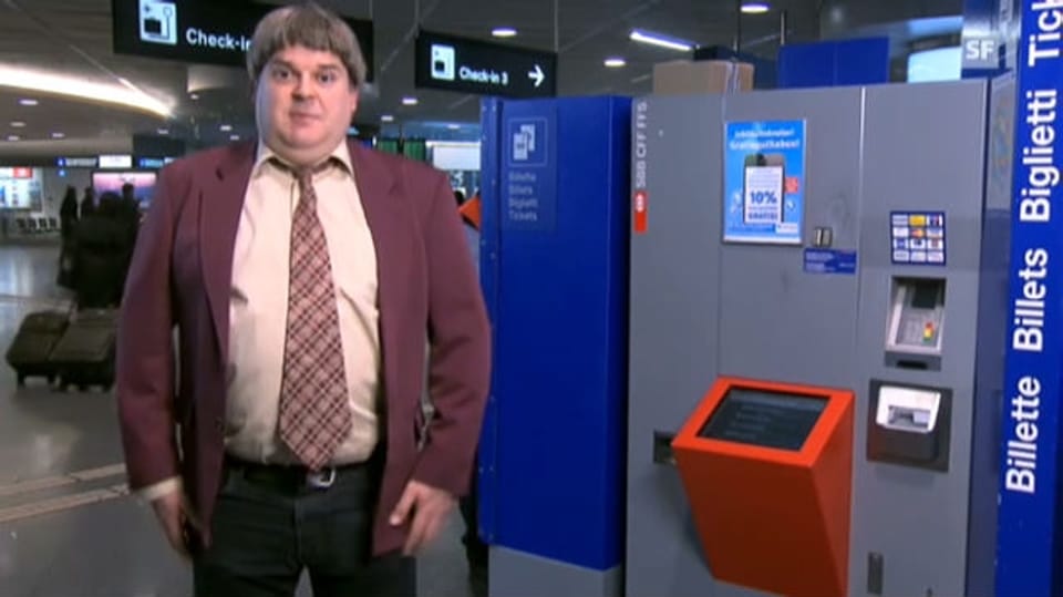 Nimmt es mit Humor: Hanspeter Burri erklärt den Billettautomaten