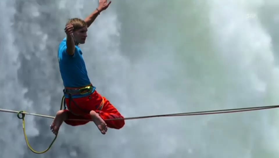 Spektakulärer Stunt über den Victoria Falls