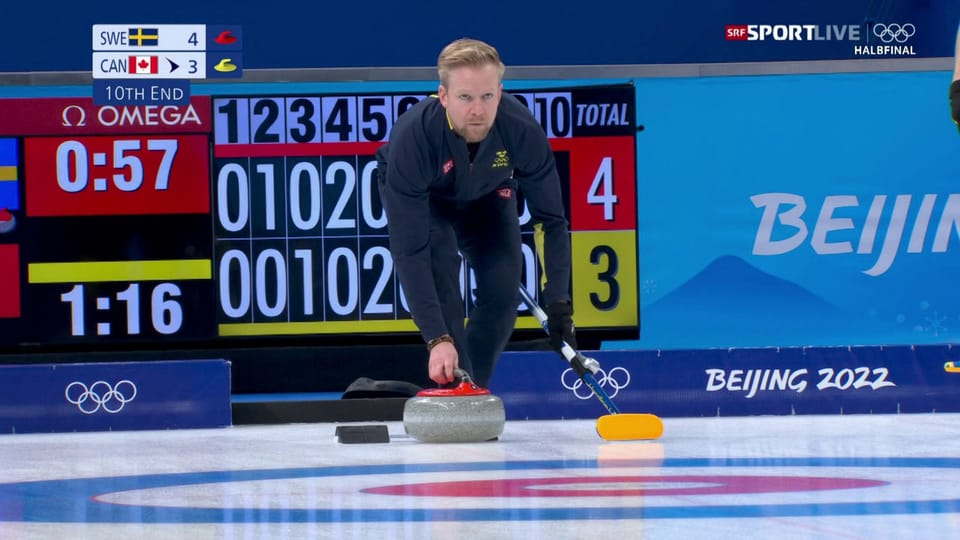 Die letzten Steine im Curling-Halbfinal Schweden - Kanada