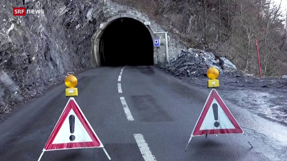 Steinschlag in Walliser Autotunnel