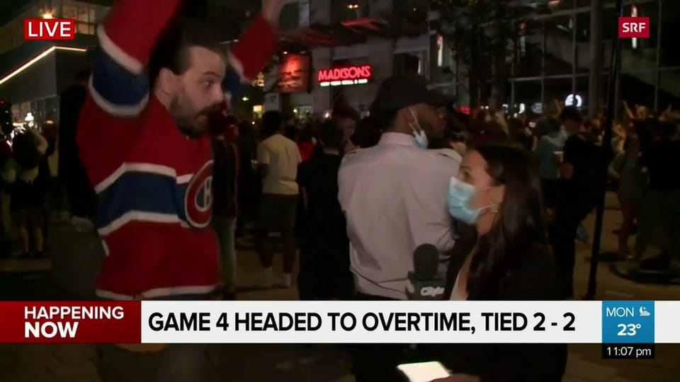 Prophezeiung von Montreal-Fan trifft Sekunden später ein (Quelle: Reddit)