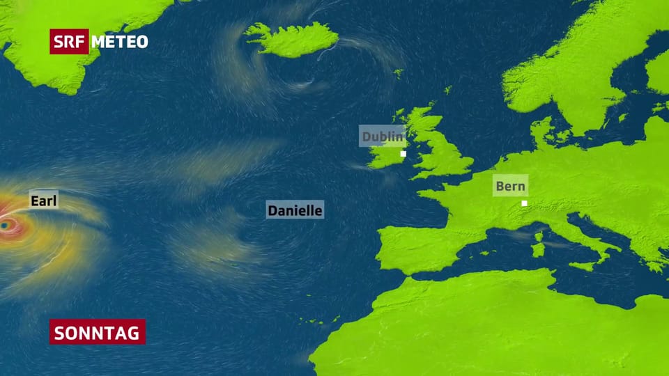 Ex-Hurrikan Danielle und Hurrikan Earl über dem Atlantik.