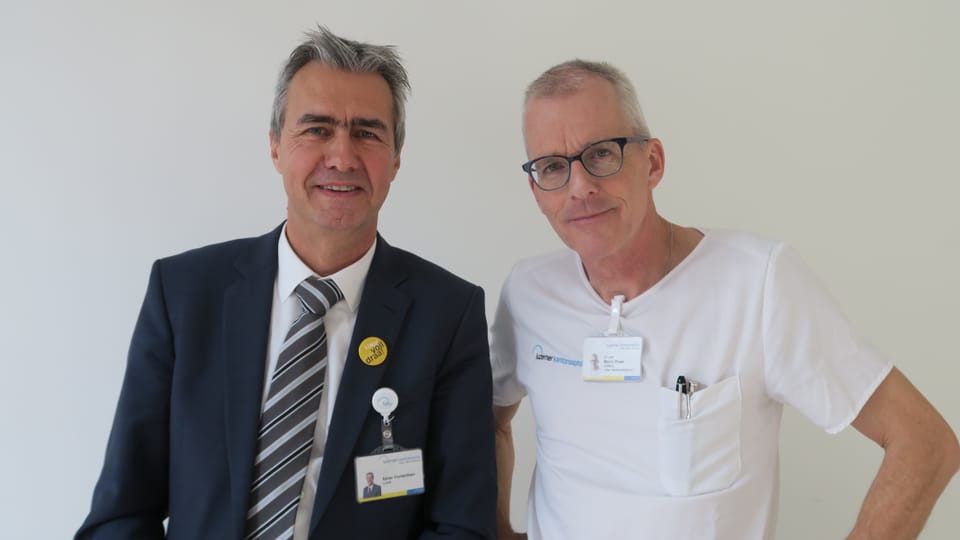 Xaver Vonlanthen und Marco Rossi vom Luzerner Kantonsspital: «Das neue IT-System ist nicht fertig, und es wird auch nie fertig sein.»
