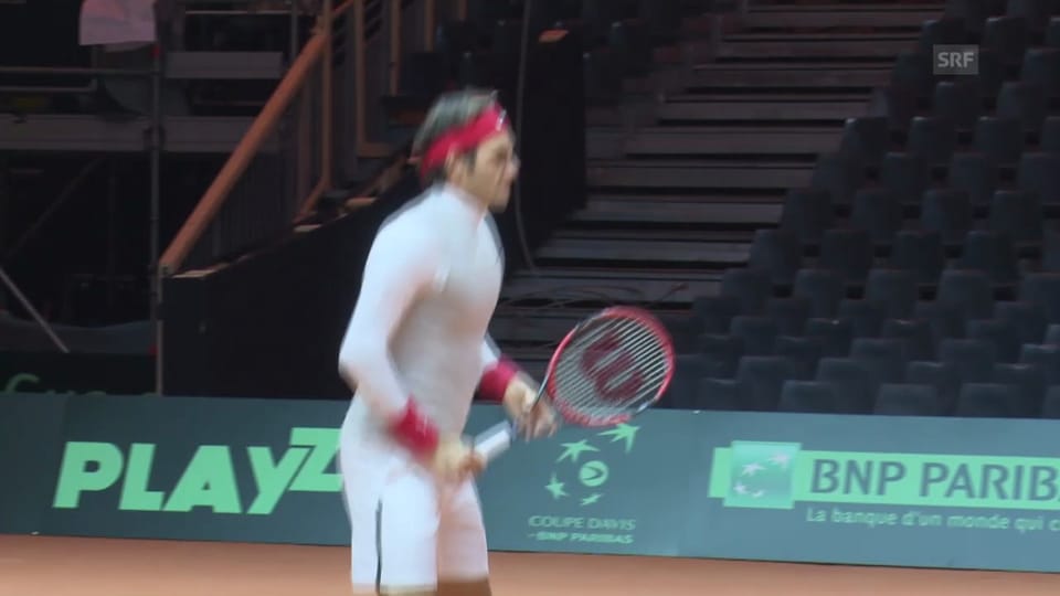Roger Federer im Training in Lille (unkommentiert)