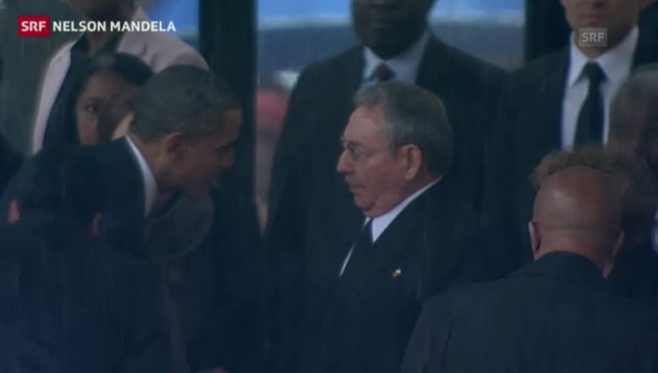Handschlag zwischen Obama und Castro