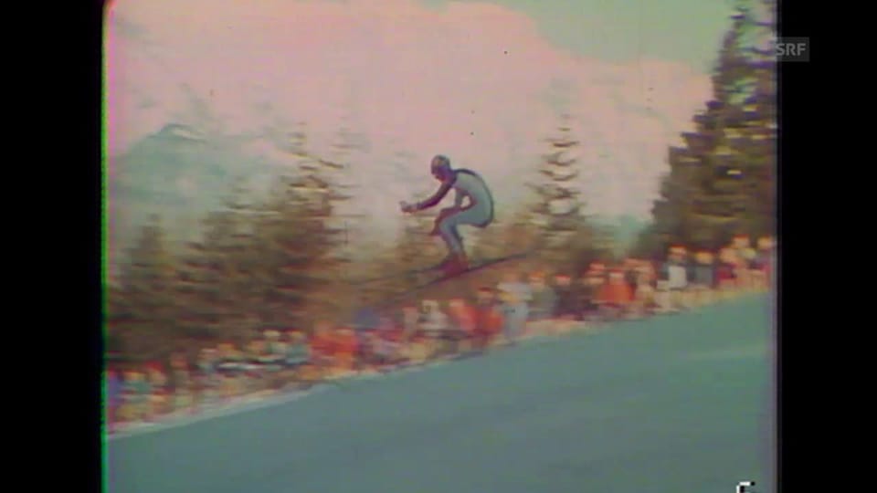 Russi fordert Klammer in der Olympia-Abfahrt 1976