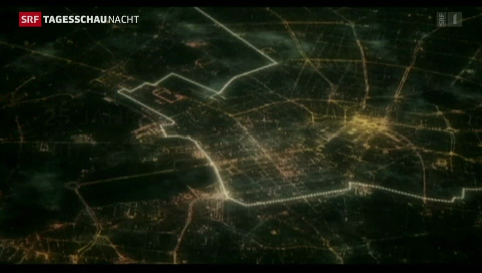 Lichtinstallation erinnert an Berliner Mauer